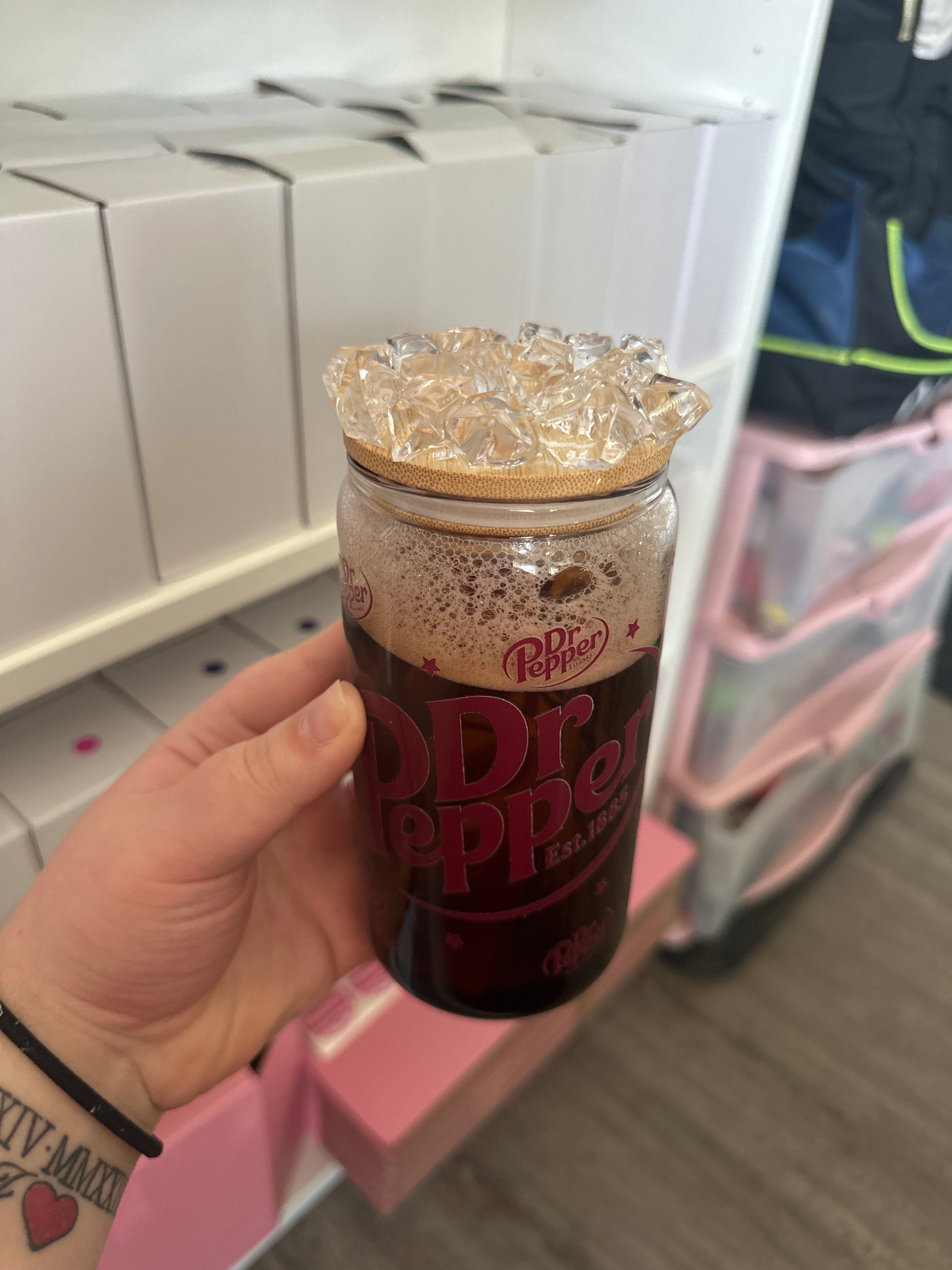 16oz Glass Soda Cup RTS with Ice Lid