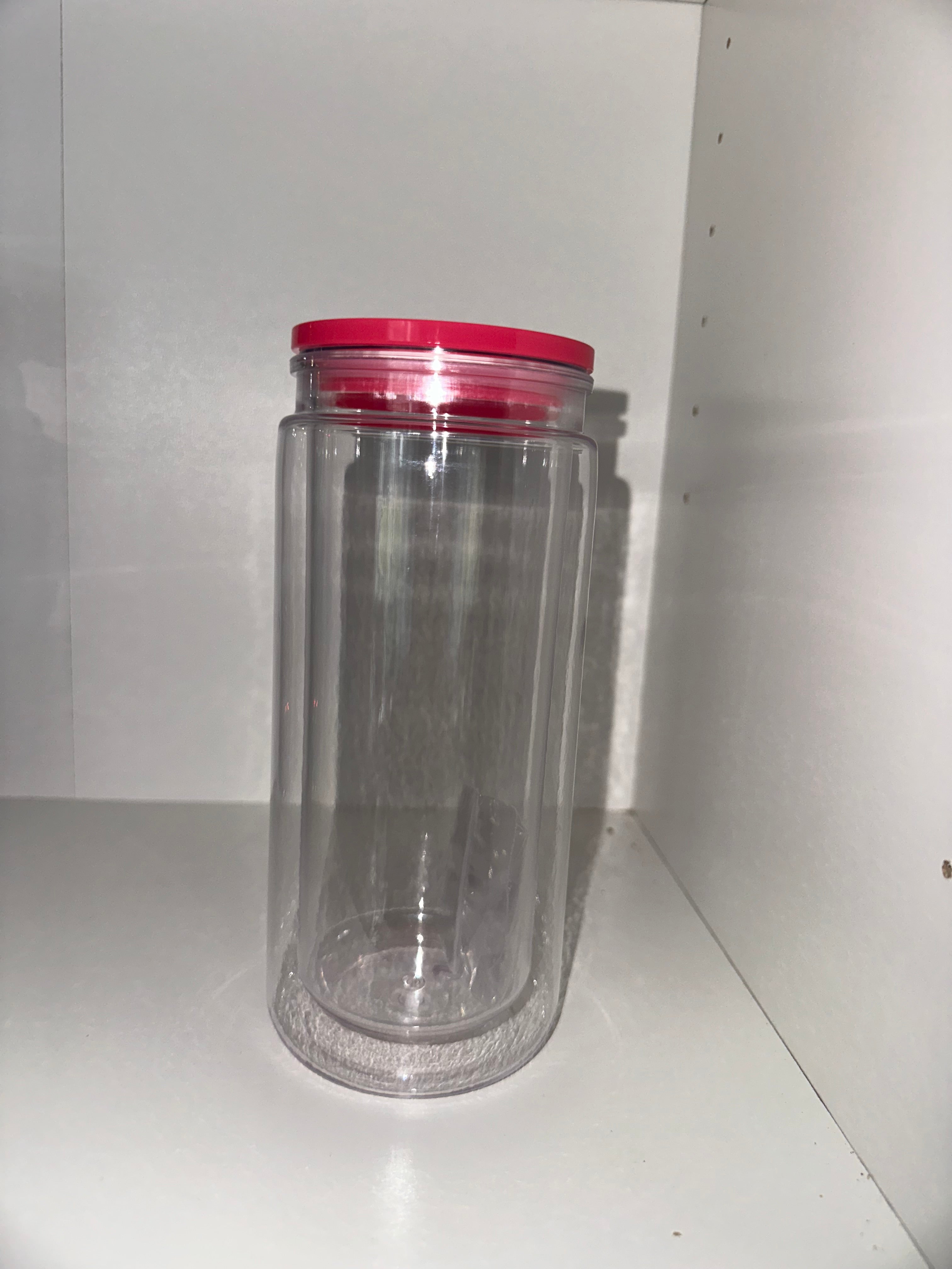 16oz Acrylic SnowGlobe with Hot Pink Lid