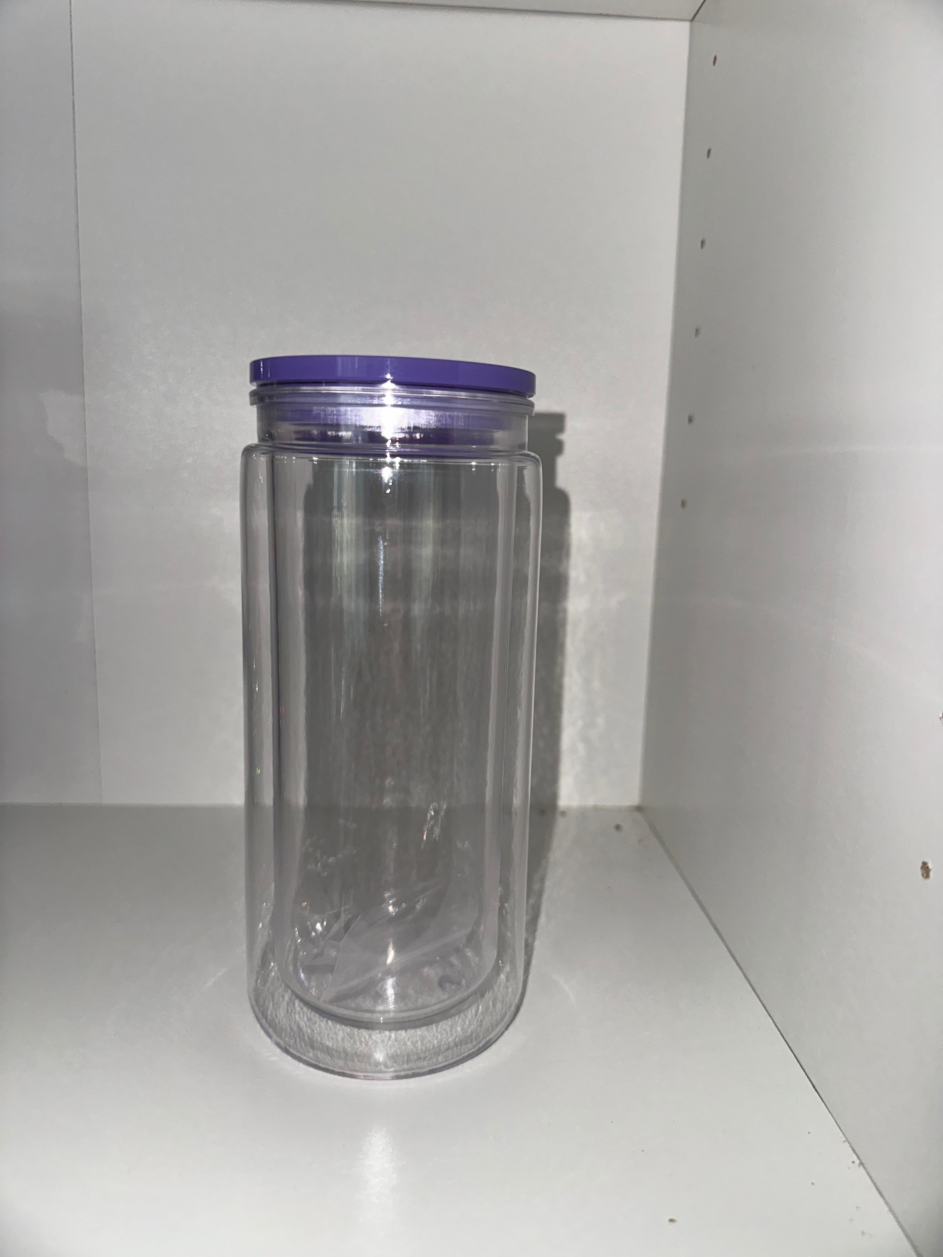 16oz Acrylic SnowGlobe with Purple Lid