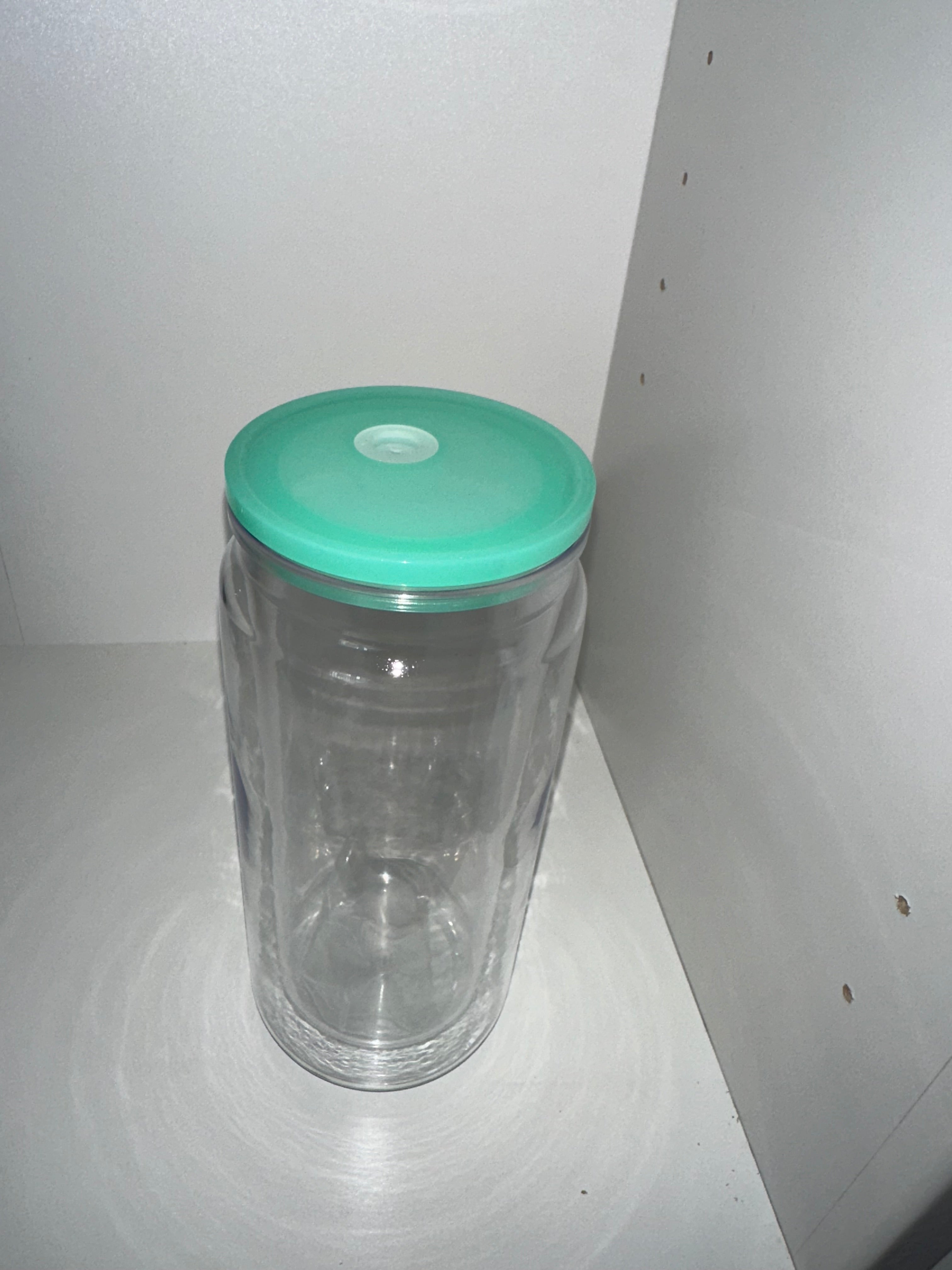 16oz Acrylic SnowGlobe with Light Green Lid