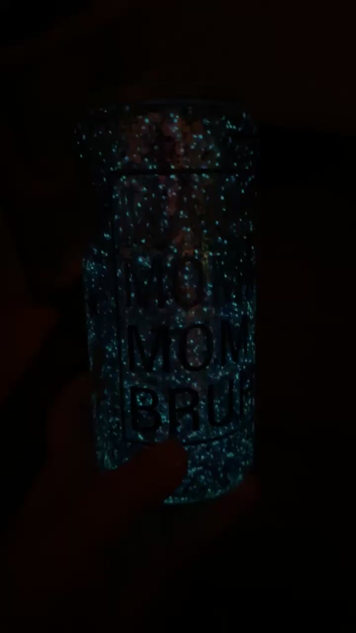 20oz Glass with Handle Glow in Dark Snowglobe Tumbler RTS with Bling Lid