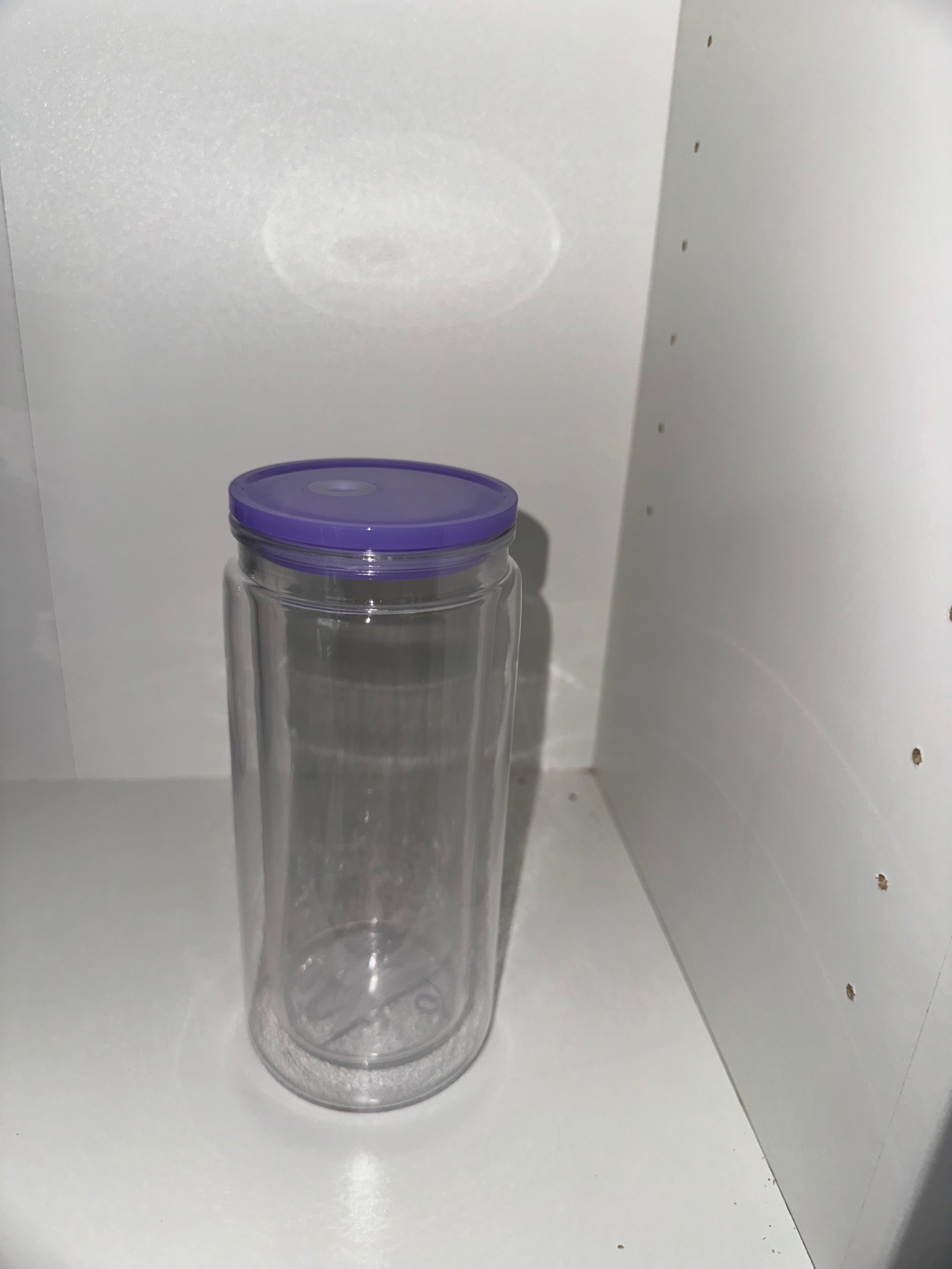 16oz Acrylic SnowGlobe with Purple Lid