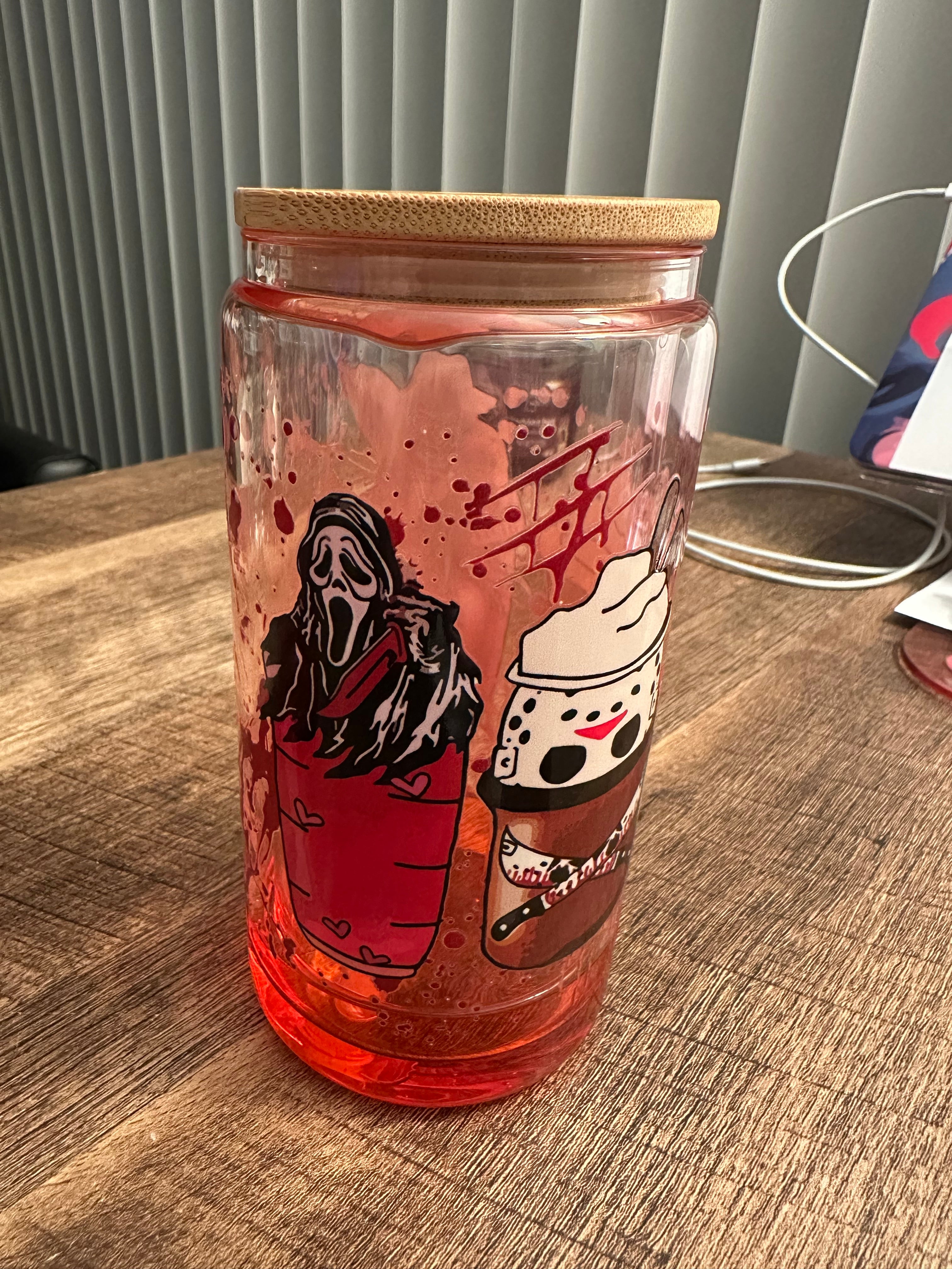 16oz Glass Blood Drip Tumbler (Ready to ship)