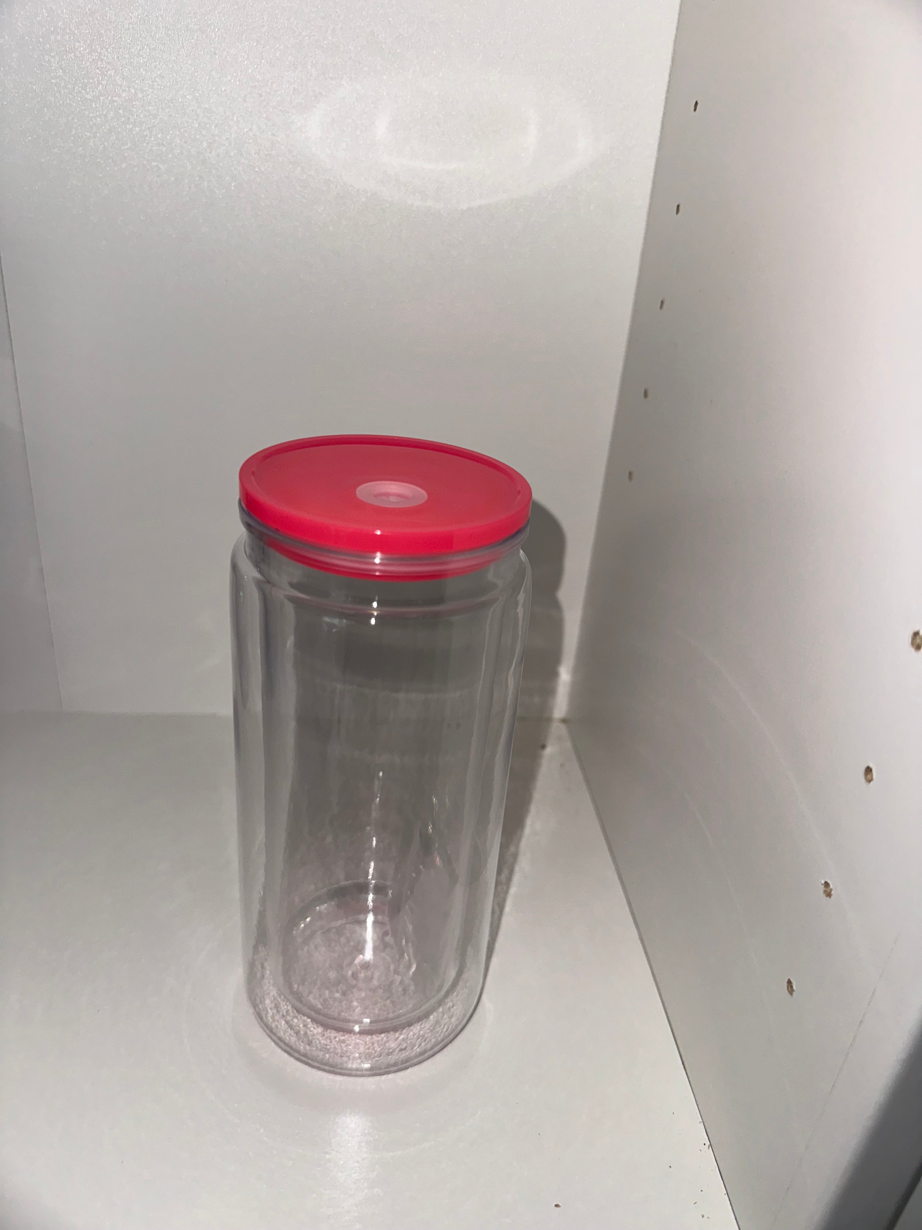 16oz Acrylic SnowGlobe with Hot Pink Lid