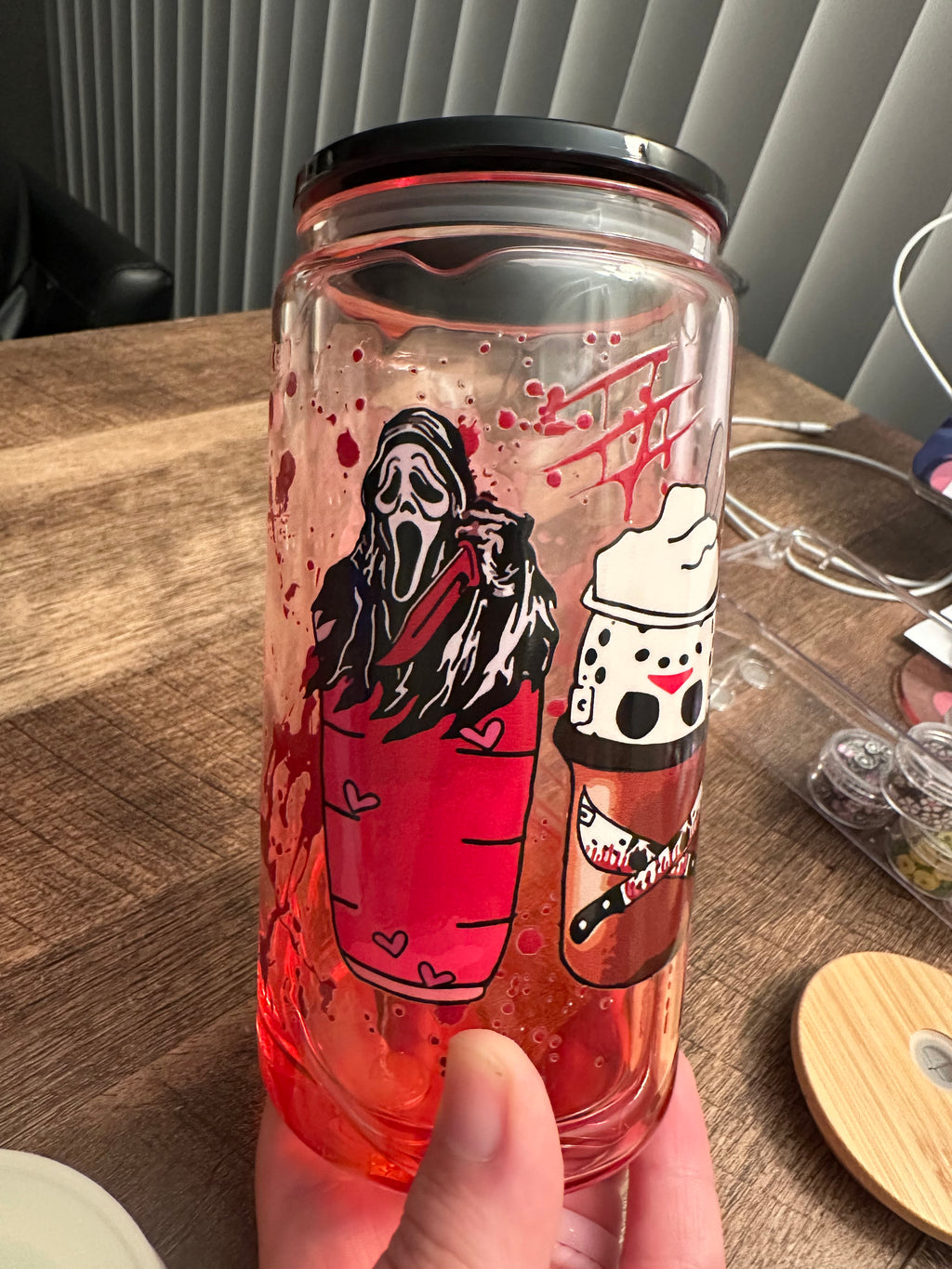 16oz Glass Blood Drip Tumbler (Ready to ship)