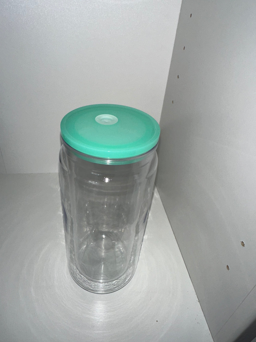 16oz Acrylic SnowGlobe with Light Green Lid