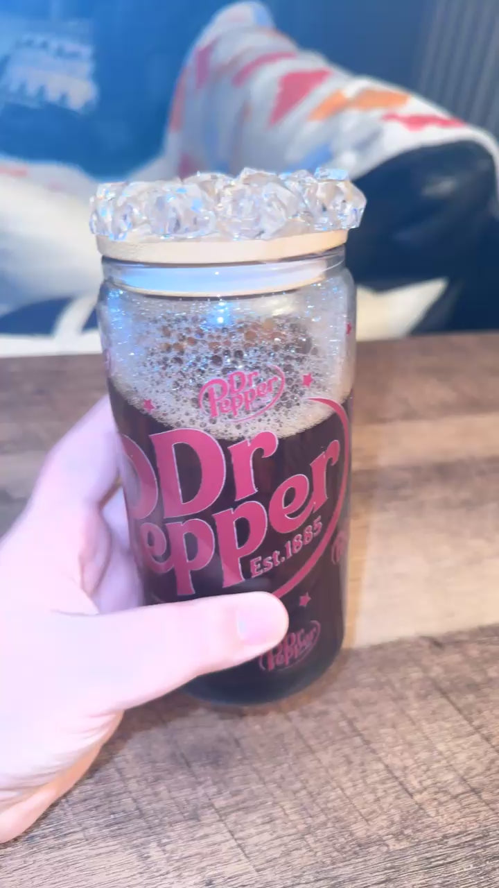 16oz Glass Soda Cup RTS with Ice Lid